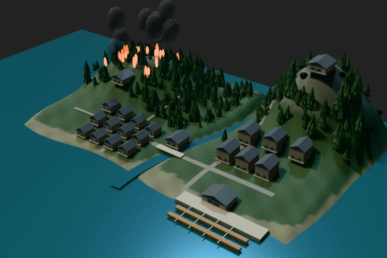 The illustrative 3D Riskify coastal landscape